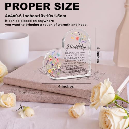 Friendship Gifts for Women, Heart Shaped Acrylic Sign Decor - color: Friendship