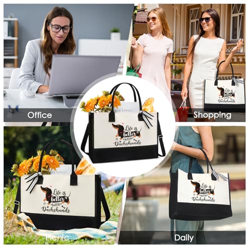 Dachshund Gifts for Women - Reusable Tote Bag Cute Grocery Handbag - style: Dachshund