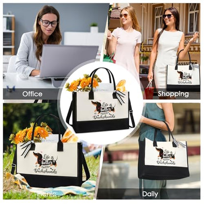 Dachshund Gifts for Women - Reusable Tote Bag Cute Grocery Handbag - style: Dachshund