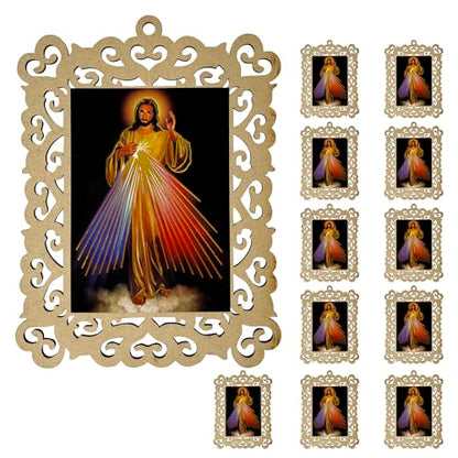 12 Pcs Divine Mercy Wooden Frames, Baptism Christening Memorial Event Gifts