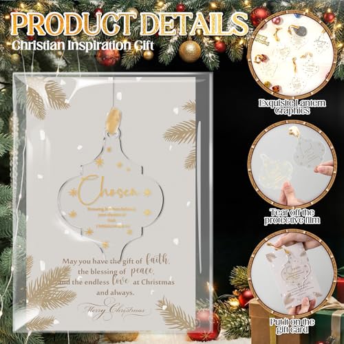 Kasyat 10 Sets Christian Tree Ornaments Bulk Clear with Cards, Pastoral - style: Pastoral