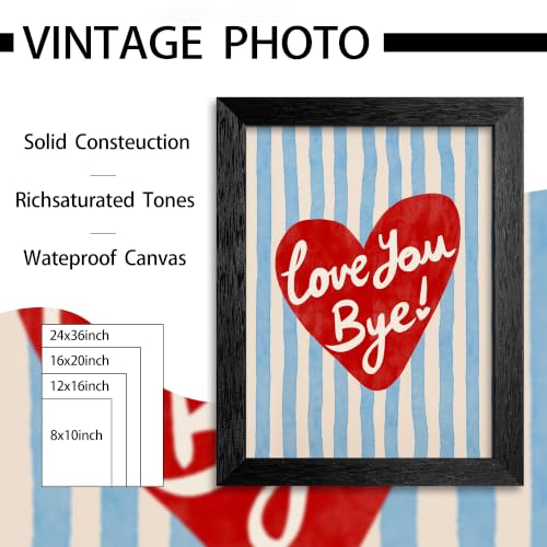 Love You Bye Canvas Wall Art Heart Poster 16x20in Black Framed Flat - color: style 07, size: 16"L x 20"W