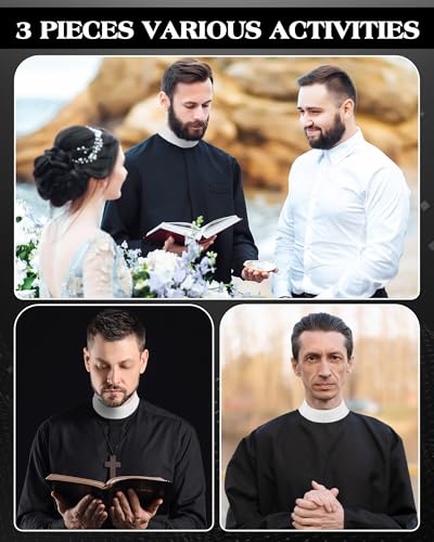3 Pcs Unisex Priest Clergy Collar Costume Collar Stays - size: 7.87 Inch