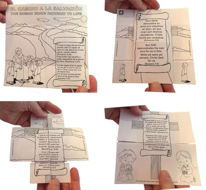 Spanish & English Gospel Tract for Kids – Bible Verses from Romans – Color & Learn Christian Craft (12 Count) #30104