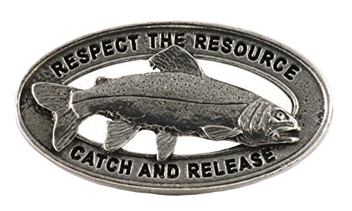 Rainbow Trout Pin, Catch and Release, Lapel, Hat, Pins, Brooch, Brooches, Jewelry, Gift, Handmade in the USA, 200 Fish Designs Available. - color: Antique Pewter