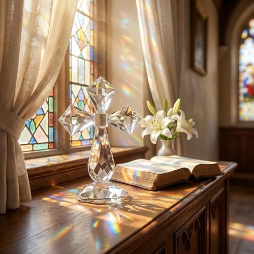 QFkris Clear Crystal Cross Standing Decor - color: Clear