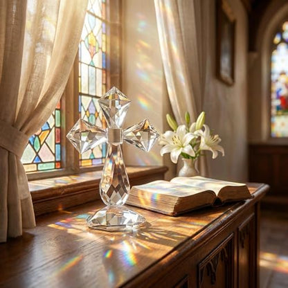 QFkris Clear Crystal Cross Standing Decor - color: Clear