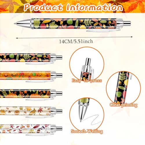 30 PCS Fall Ballpoint Pens Bulk Maple Leaf Ballpoint Pen Pumpkin Harvest Retractable Black Ink Pens for Office Autumn Thanksgiving Day - style: Autumn