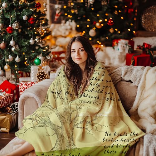 AMITAYUS Tree Healing Scripture Bible Verse Fleece Throw Sympathy Prayer Blanket Religious Christian Inspirational Gifts for Women Friends - 40''x50'' - color: Tree Healing Scriptures Prayer, size: Small 50"x40