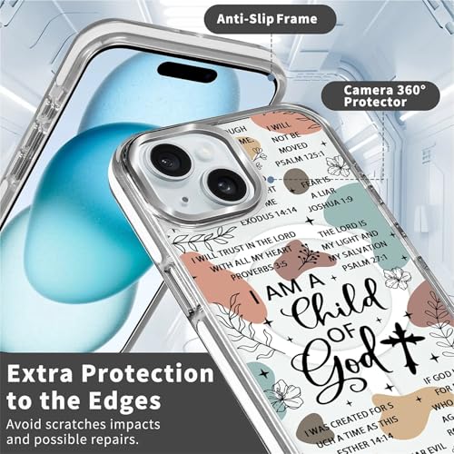 for iPhone 15 Case [Compatible with Magsafe],Girls Women Clear Magnetic Case Silicone Shockproof Protective Cover with Pattern Bible Verses - color: Bible Verses, size: iPhone 15