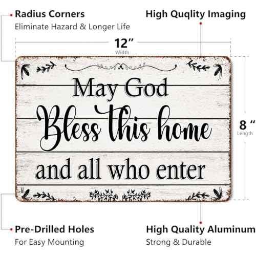 God Bless This Home Blessing Aluminum Metal Sign 8 x 12 Inch