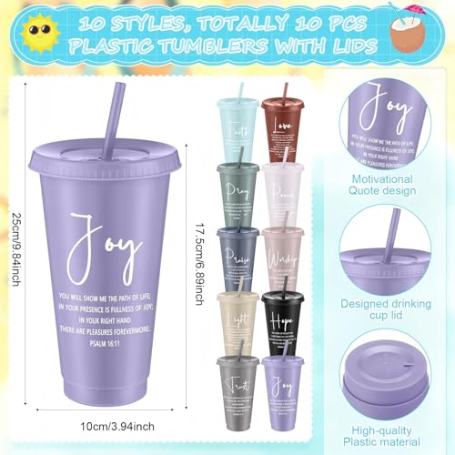 Potchen 30 Pcs Christian Gifts Bulk Bible Verse 24 oz Plastic Cups Spiral Notebooks Ballpoint Pens, Religious Gifts for Women Men Church Prayer (Classic Style)