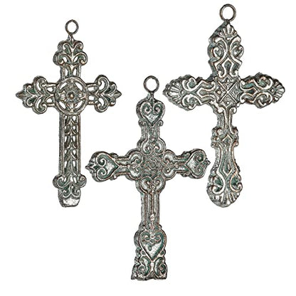 Aifeorzo 3 Pcs Decorative Wall Crosses, Cast Iron Cross Wall Decor - size: 4.33" x 6.69"