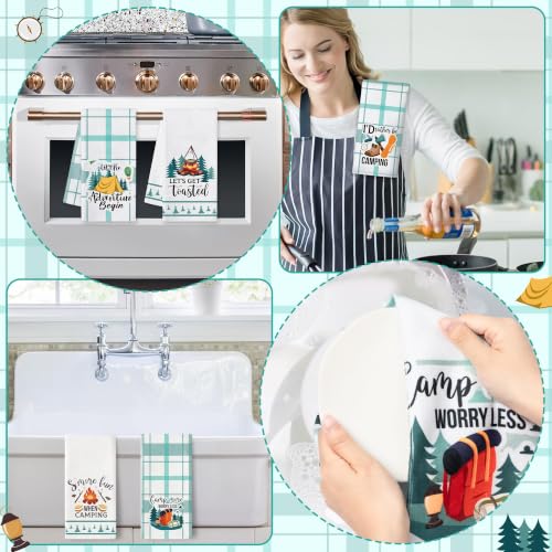 R HORSE 5 Pack Funny Camping Kitchen Dish Towels - color: Camping
