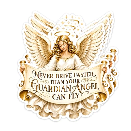 [3PCS] Never Drive Faster Than Your Guardian Angel Can Fly Sticker - color: Michael Archange Protector