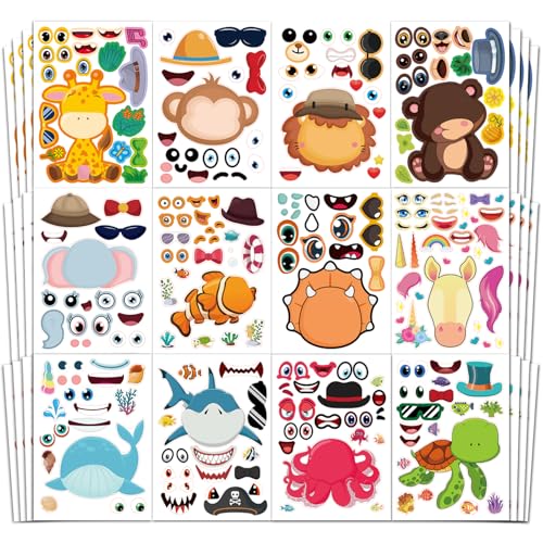 48 Make Your Own Animal Sticker Sheets for Kids - style: Mixed Animals