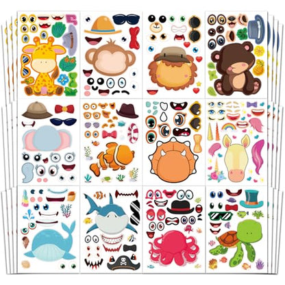48 Make Your Own Animal Sticker Sheets for Kids - style: Mixed Animals