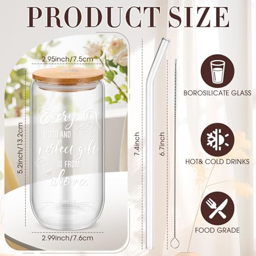 Skylety 32 Sets Christian Glass Cups for Women with Lids Straws Brushes