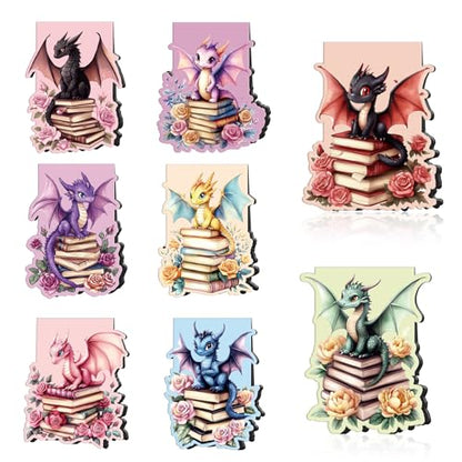 Wxiben 8 Pcs Dragon Flower Magnetic Bookmark Book Mark Page Clip - style: Flower Dragon