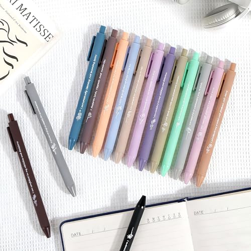 Bulk Gifts - 24 Pcs Inspirational Ballpoint Pen Set - Engraved with Flowers & Motivational, Smooth Writing, Christmas Stocking Stuffers Gift for School Office Party Supplies, Black - color: Black