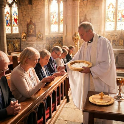 Zhehao 1 Pcs Wood Communion Bread Plate for Church Holy Communion Wafer Tray with Lid Elegant Worship Serving Plate for Church Service Ceremony (Olivewood Style) - style: Olivewood Style