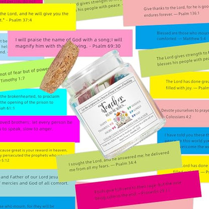 Bozidol Bible Verse Jar for Teachers, 90 Color Coded Bible Verses in a Jar, Inspirational Christian Teacher Appreciation Gifts, Christmas Birthday Graduation Retirement Gifts for Women - color: Teacher