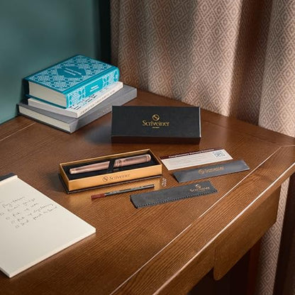 Scriveiner Copper Rollerball Pen - Stunning Luxury Pen, Schmidt Ink Refill, Best Roller Ball Gift Set for Men & Women, Professional, Executive Office, Nice Pens - color: 24. Copper