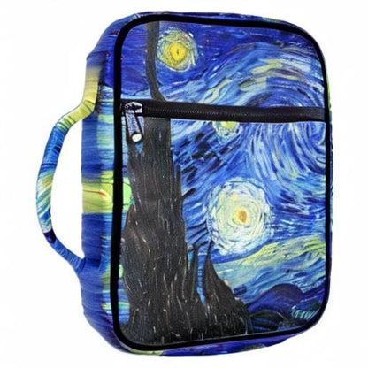 Suobstales Night Sky Bible Cover for Women Men, Starry Sky Carrying Book Case Church Bag Bible Protective with Handle and Zippered Pocket Bible Holder - color: Starry Sky