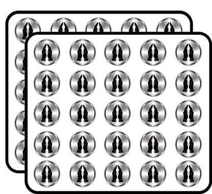 Praying Hands Silver Label Religion Decorative Scrapbooking Sticker Waterproof Vinyl Stickers for Water Bottle, Laptop & Phone Case – 50 Pack