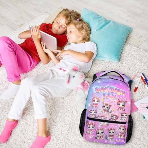 Kids Backpack for Girls 6-8, Cat Primary Backpacks Back to School Supplies - color: Pink
