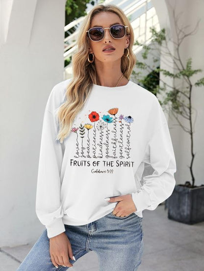 KIDDAD Christian Sweatshirts for Women Jesus Sweatshirt Bible Verse Sweatshirt Fruits of the Spirit Long Sleeve Pullover - color: White, size: Small