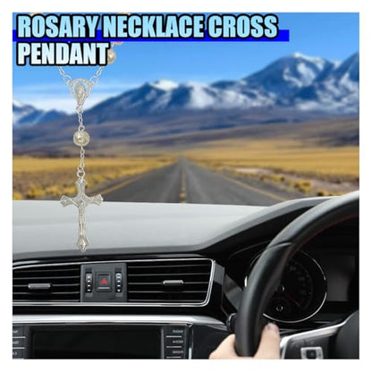 ZIMISI 2PCS Car Rosary for Rearview Mirror (White) - color: White