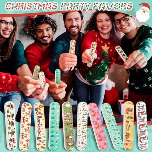 50 Pack Christmas Mini Nail Files Bulk Xmas Emery Boards Gifts - style: Elegant