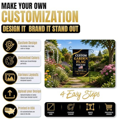 Personalized custom garden flags for outside by BCB 12x18, Printed in USA - color: Garden Flag