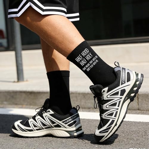 Christian Bible Verse Black Crew Socks, Religious Quote Socks, Faith Inspirational Christian Gift for Men Women。 - color: Black Religious 7