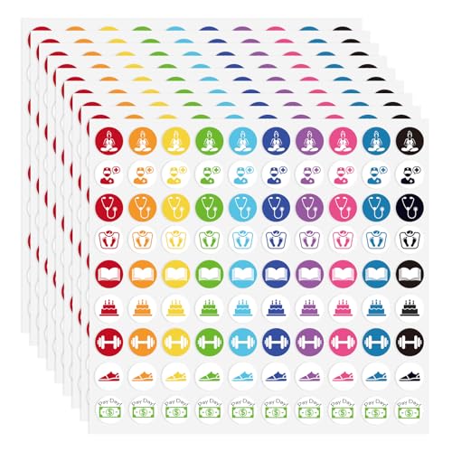 900 Pcs Colorful Calendar and Planner Stickers, Mini Daily Reminder Labels, 0.5 Inch, for Journal, Scrapbook, Fitness, Birthday, Reading,Appointments