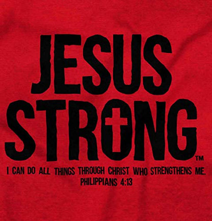 Jesus Strong Philippians 4:13 Bible Graphic T Shirt Men or Women - color: Red, size: Medium