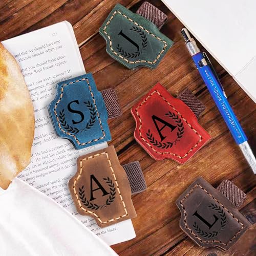 Custom Magnetic Bookmarks with Pen Holder, Personalized 26 Letters Name Initial Leather Bookmark, Leather Book Mark for Men Women Teachers, Readers Book Lovers Gifts (Purple, Q) - color: Purple, size: Q