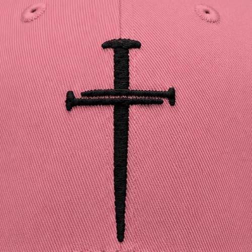 Three Nails Cross Christian Hats, Embroidered Baseball Caps for Adults - color: Pink Black
