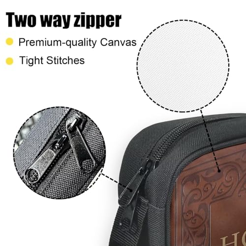 HOLY Bible Pattern Bible Cover for Men Women,Brown Carrying Book Case Church Bag with Handle - color: Holy Bible-brown