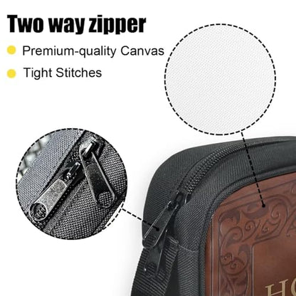 HOLY Bible Pattern Bible Cover for Men Women,Brown Carrying Book Case Church Bag with Handle - color: Holy Bible-brown
