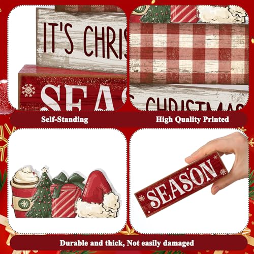 Lineshading 4 Pcs Christmas Table Decoration Wooden Hot Cocoa Santa Hat - style: Christmas