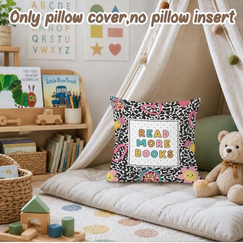 Reading Nook Pillow Covers 18x18,Classroom Decor Throw Pillows - color: Book