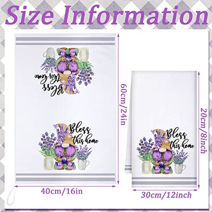 Boyiee 6 Set Lavender Kitchen Towels Purple Floral Dishcloth - color: Lavender