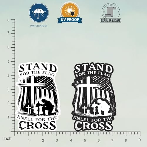 (2PCS Black and White) Stand for The Flag Kneel for The Cross Sticker 5 inch, stickers for trucks, window stickers for trucks, religious car decals, Waterproof Vinyl Decals For Cars, Laptops, Tumblers