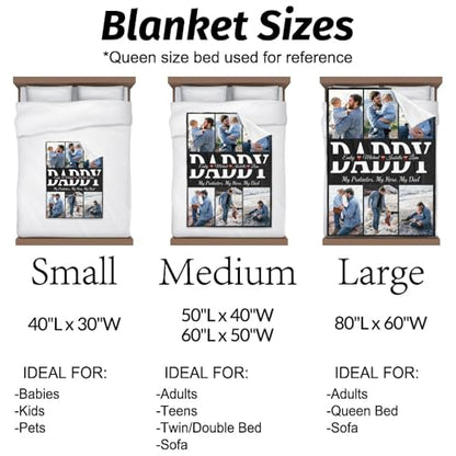 inkArts Fathers Day Personalized Gifts for Dad from Daughter Son Gifts for Dad Custom Blankets with Photo, Personalized Photo Blankets Customized Blanket with Picture - color: 6 Photo-4
