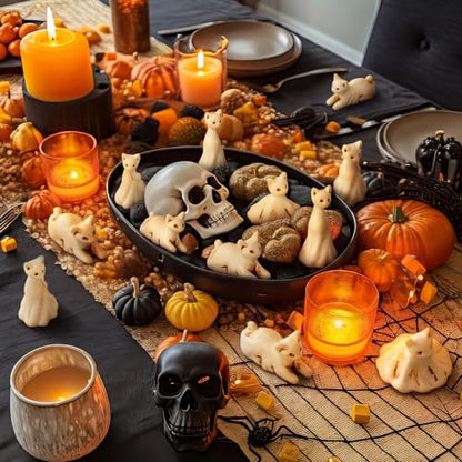 Soulchen 50 Pcs Halloween Mini Resin Figures Bulk Resin Ghost Cat Figures - style: Ghost Cat