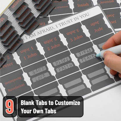 Mr. Pen- Laminated Bible Tabs, 75 pcs, Easy-to-Read & Apply - color: Cool Gray