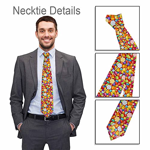 Black Dots Men's Neckties Retro Classic Circle Geometry Men's Tie for Mens Teens Business Work Casual Wedding Party - color: Fun Candy