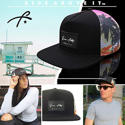 Grace Folly Trucker Hat for Men & Women. Snapback Mesh Caps - color: Sunset Beach